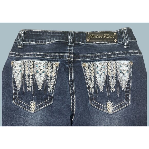 Cedar Rose Jeans Women’s Size 23/31 Bootcut Embellished Thick Stitch Western - Picture 5 of 5